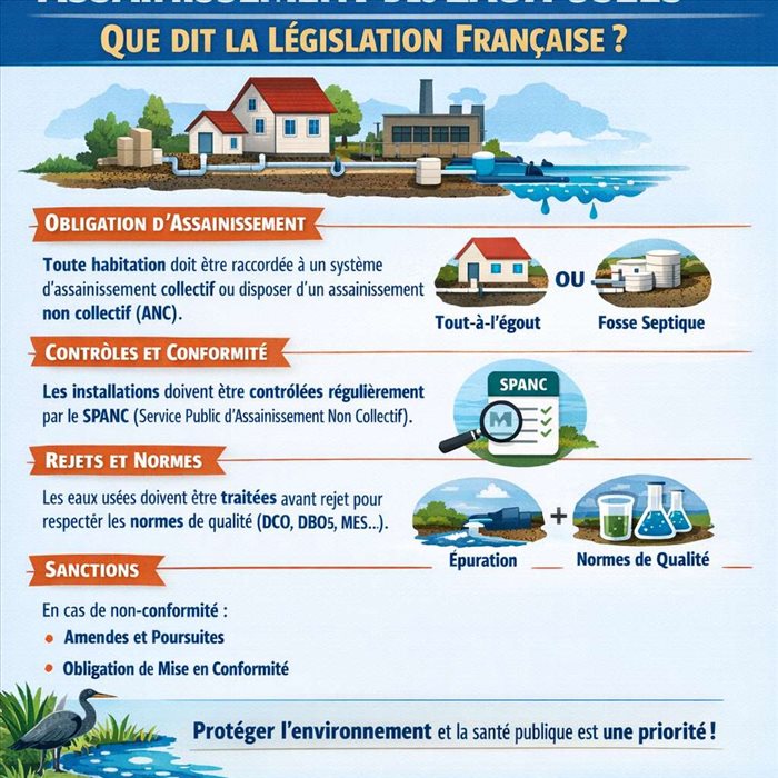 Assainissement des eaux usées : que dit la législation française ?